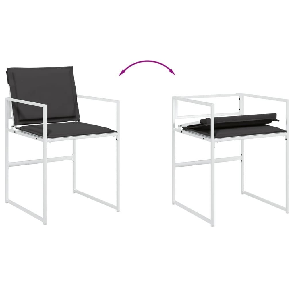 Set da Pranzo da Giardino 5 pz con Cuscini Bianco in Textilene