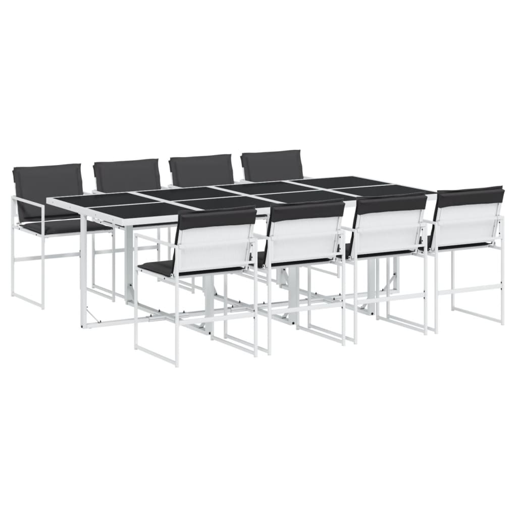 Set da Pranzo da Giardino 9 pz con Cuscini Bianco in Textilene | homemem39
