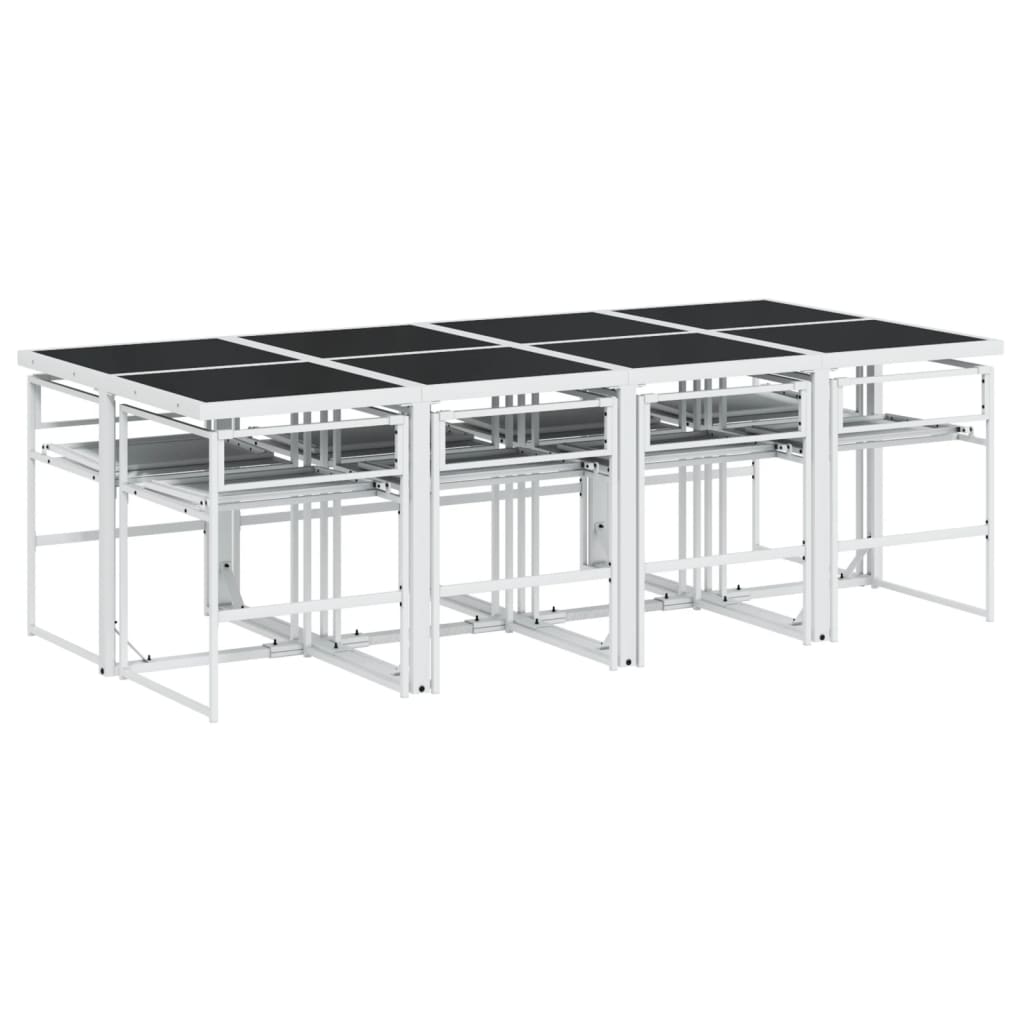 Set da Pranzo da Giardino 9 pz con Cuscini Bianco in Textilene | homemem39
