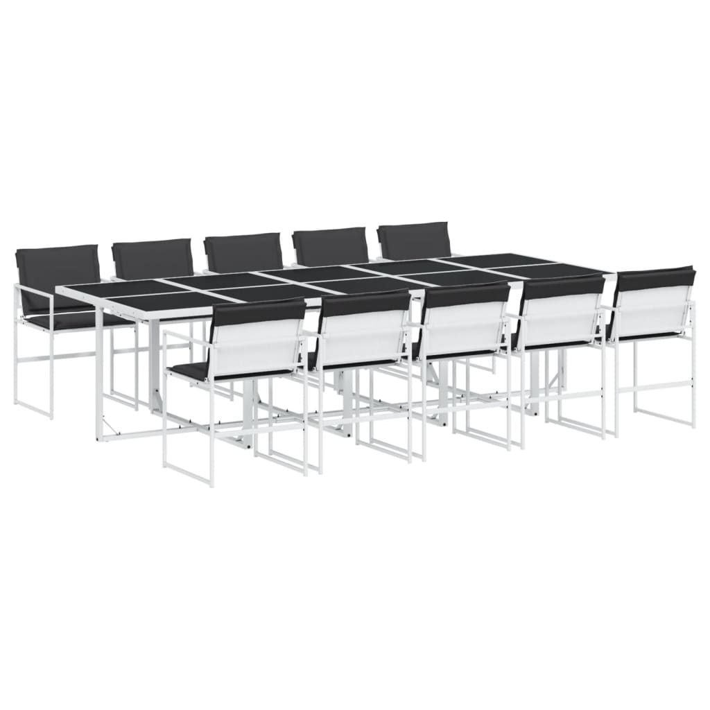 Set da Pranzo da Giardino 11 pz con Cuscini Bianco in Textilene | homemem39