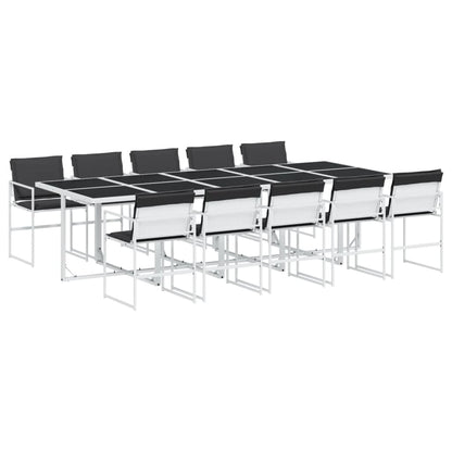 Set da Pranzo da Giardino 11 pz con Cuscini Bianco in Textilene | homemem39