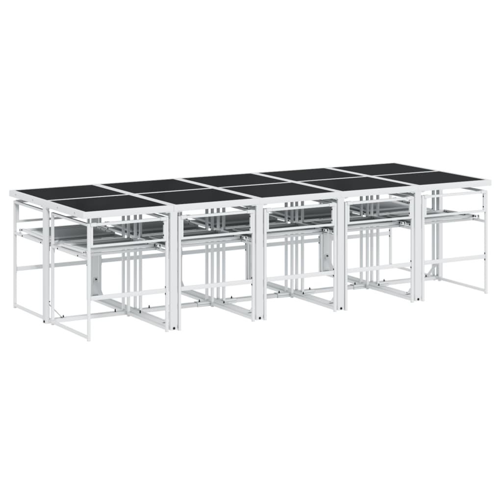 Set da Pranzo da Giardino 11 pz con Cuscini Bianco in Textilene | homemem39