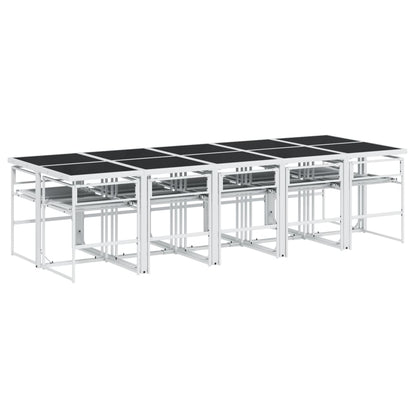 Set da Pranzo da Giardino 11 pz con Cuscini Bianco in Textilene | homemem39