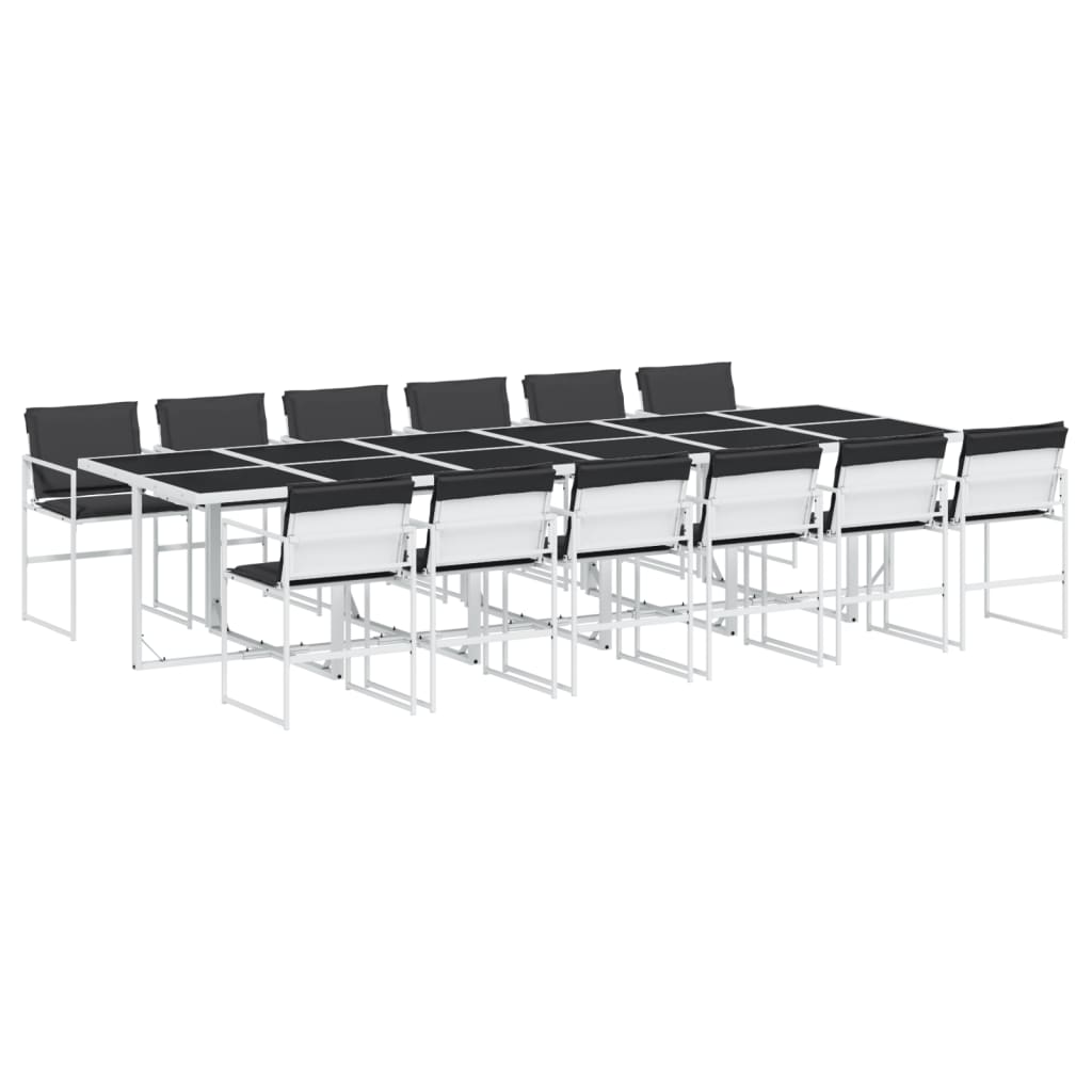 Set da Pranzo da Giardino 13 pz con Cuscini Bianco in Textilene | homemem39