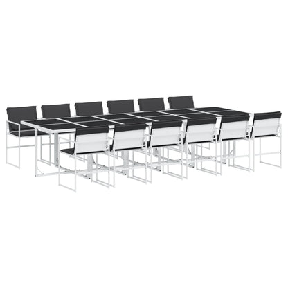 Set da Pranzo da Giardino 13 pz con Cuscini Bianco in Textilene | homemem39