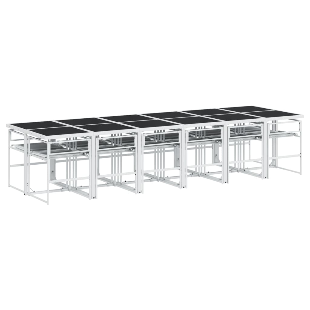 Set da Pranzo da Giardino 13 pz con Cuscini Bianco in Textilene | homemem39