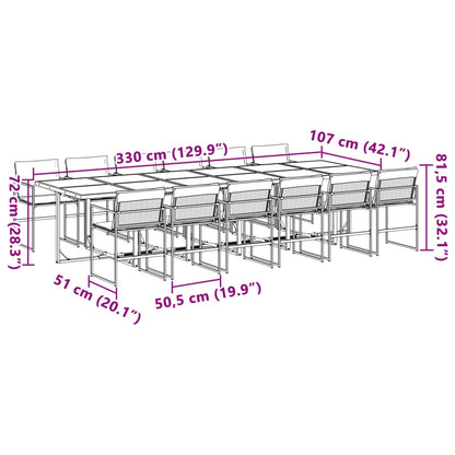 Set da Pranzo da Giardino 13 pz con Cuscini Bianco in Textilene | homemem39