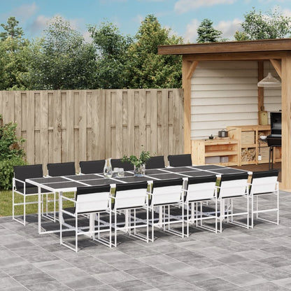 Set da Pranzo da Giardino 13 pz con Cuscini Bianco in Textilene | homemem39