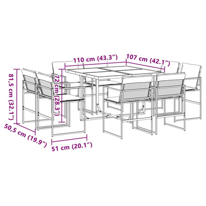 Set da Pranzo da Giardino 9 pz con Cuscini Bianco in Textilene