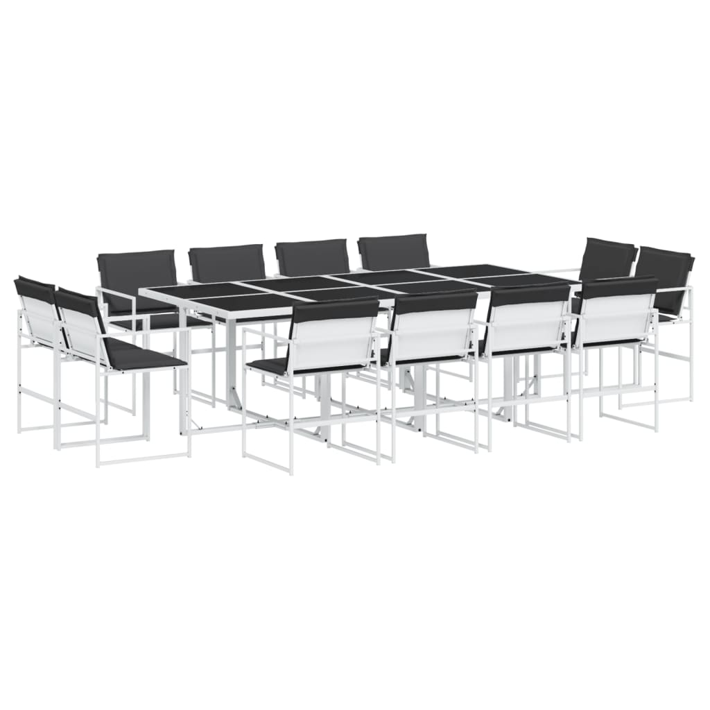 Set da Pranzo da Giardino 13 pz con Cuscini Bianco in Textilene | homemem39