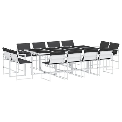 Set da Pranzo da Giardino 13 pz con Cuscini Bianco in Textilene | homemem39