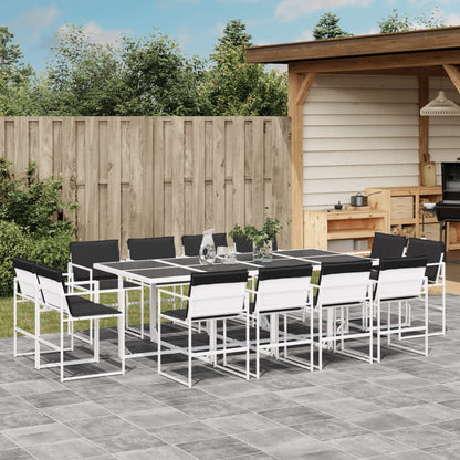 Set da Pranzo da Giardino 13 pz con Cuscini Bianco in Textilene | homemem39