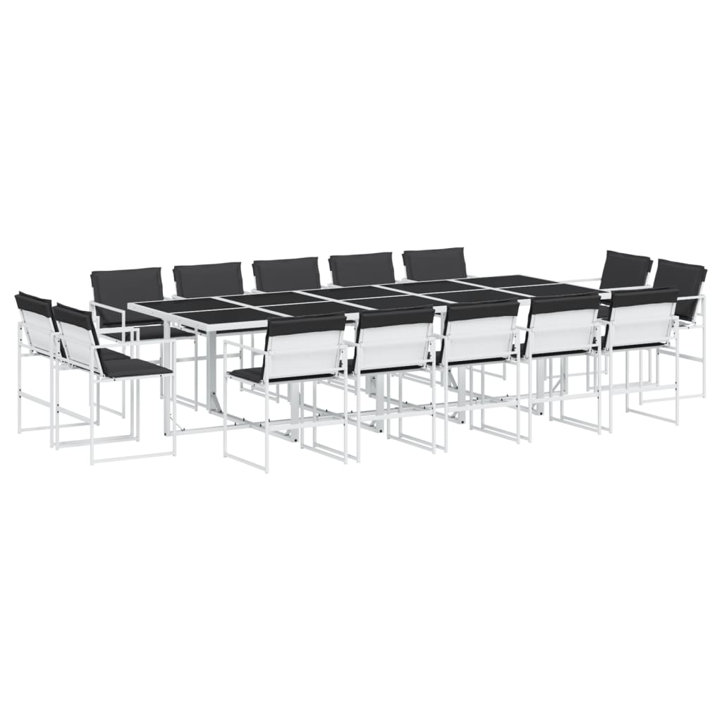 Set da Pranzo da Giardino 15 pz con Cuscini Bianco in Textilene | homemem39