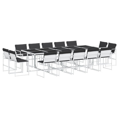 Set da Pranzo da Giardino 15 pz con Cuscini Bianco in Textilene | homemem39