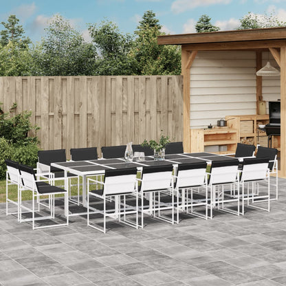 Set da Pranzo da Giardino 15 pz con Cuscini Bianco in Textilene | homemem39