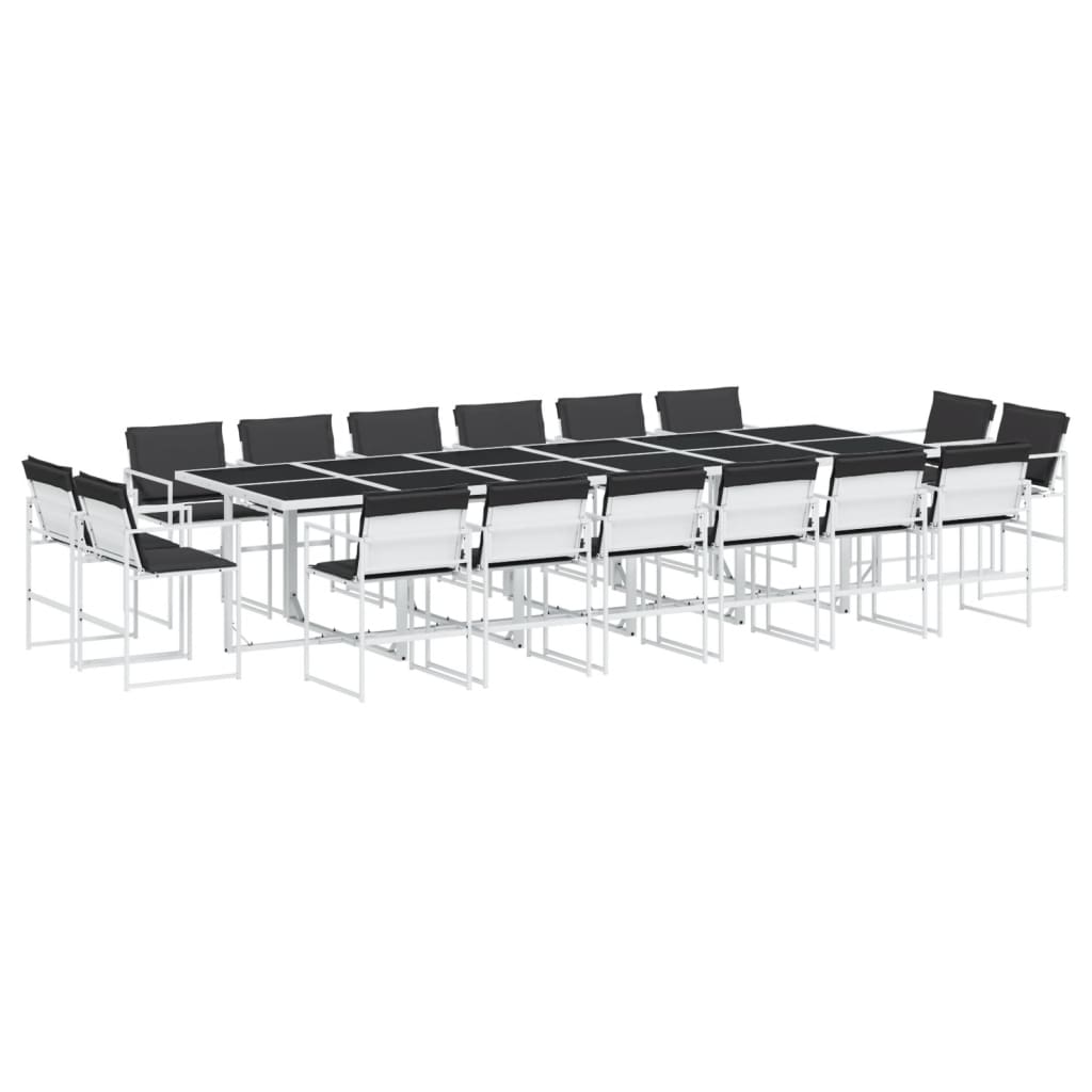 Set da Pranzo da Giardino 17 pz con Cuscini Bianco in Textilene | homemem39