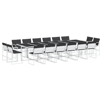 Set da Pranzo da Giardino 17 pz con Cuscini Bianco in Textilene | homemem39