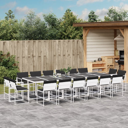 Set da Pranzo da Giardino 17 pz con Cuscini Bianco in Textilene | homemem39