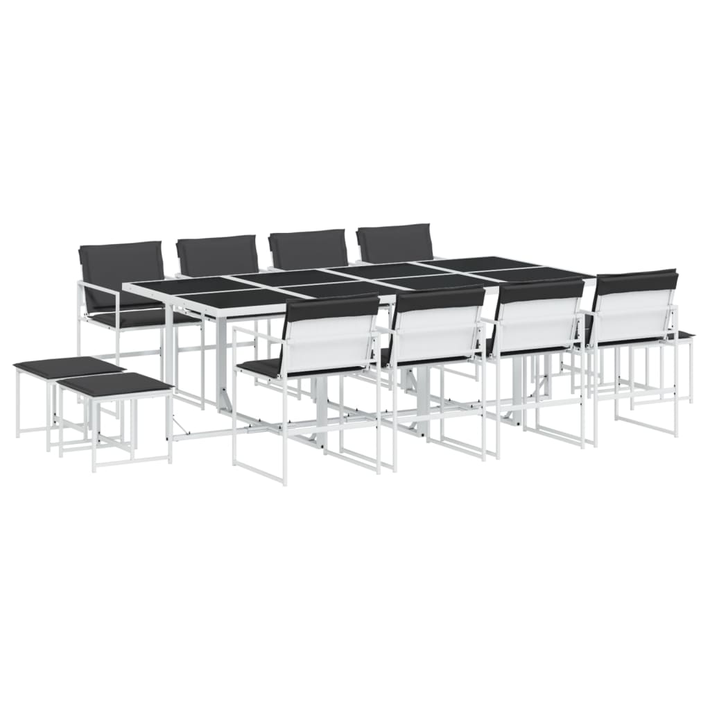 Set da Pranzo da Giardino 13 pz con Cuscini Bianco in Textilene | homemem39