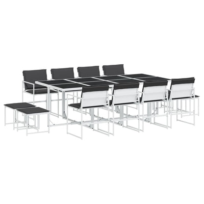 Set da Pranzo da Giardino 13 pz con Cuscini Bianco in Textilene | homemem39