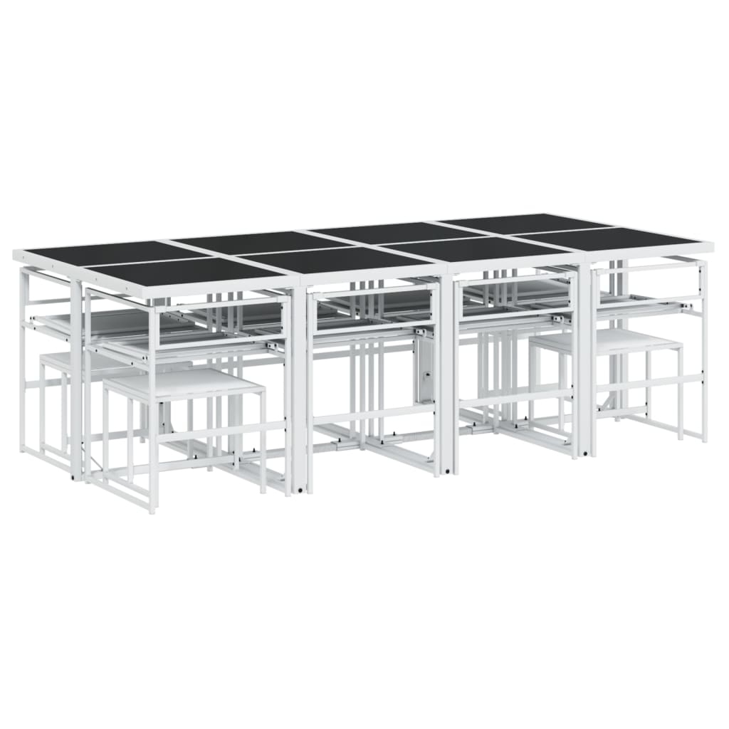 Set da Pranzo da Giardino 13 pz con Cuscini Bianco in Textilene | homemem39