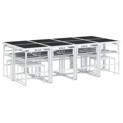 Set da Pranzo da Giardino 13 pz con Cuscini Bianco in Textilene | homemem39