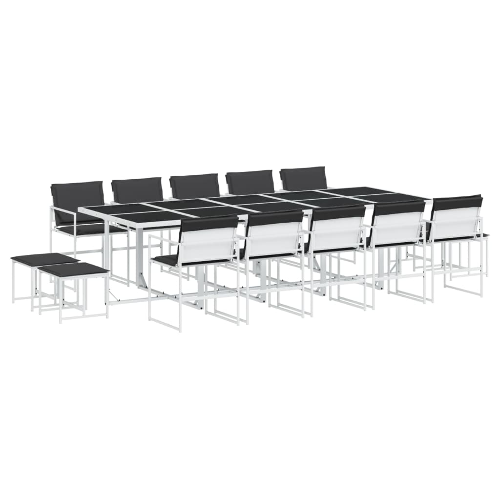 Set da Pranzo da Giardino 15 pz con Cuscini Bianco in Textilene | homemem39