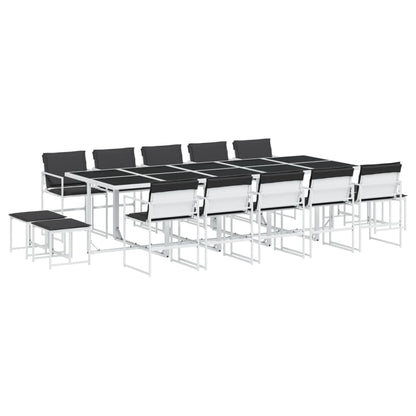 Set da Pranzo da Giardino 15 pz con Cuscini Bianco in Textilene | homemem39