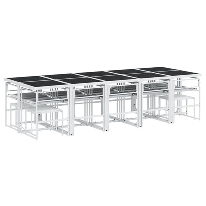 Set da Pranzo da Giardino 15 pz con Cuscini Bianco in Textilene | homemem39