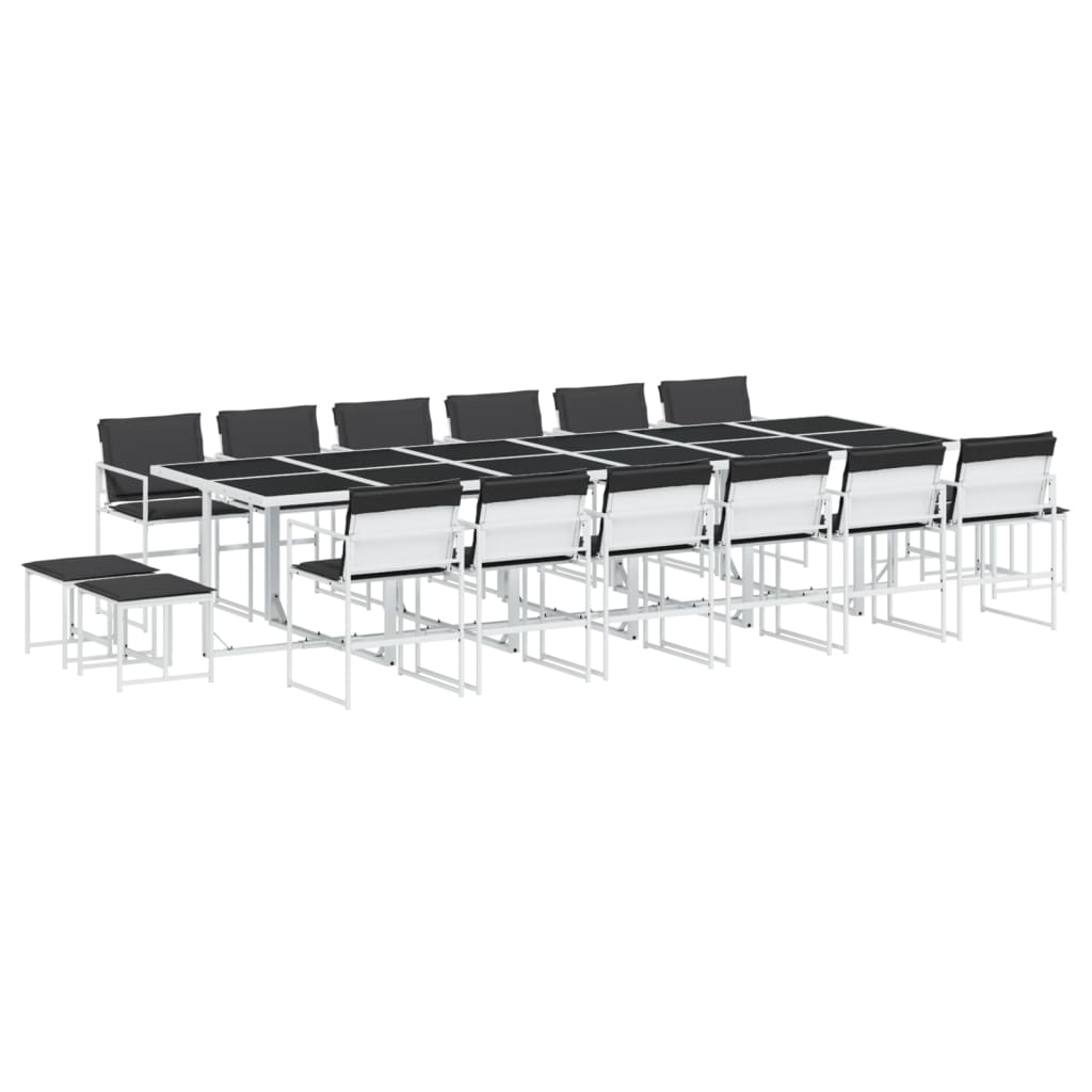 Set da Pranzo da Giardino 17 pz con Cuscini Bianco in Textilene | homemem39