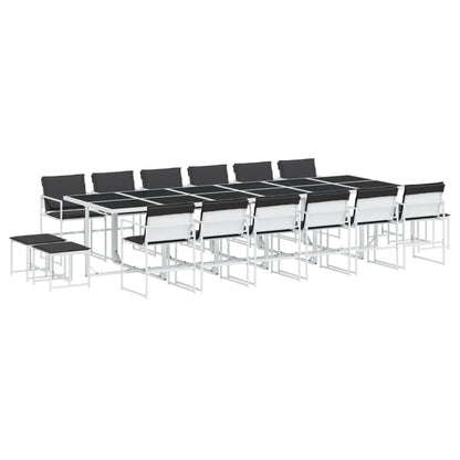 Set da Pranzo da Giardino 17 pz con Cuscini Bianco in Textilene | homemem39