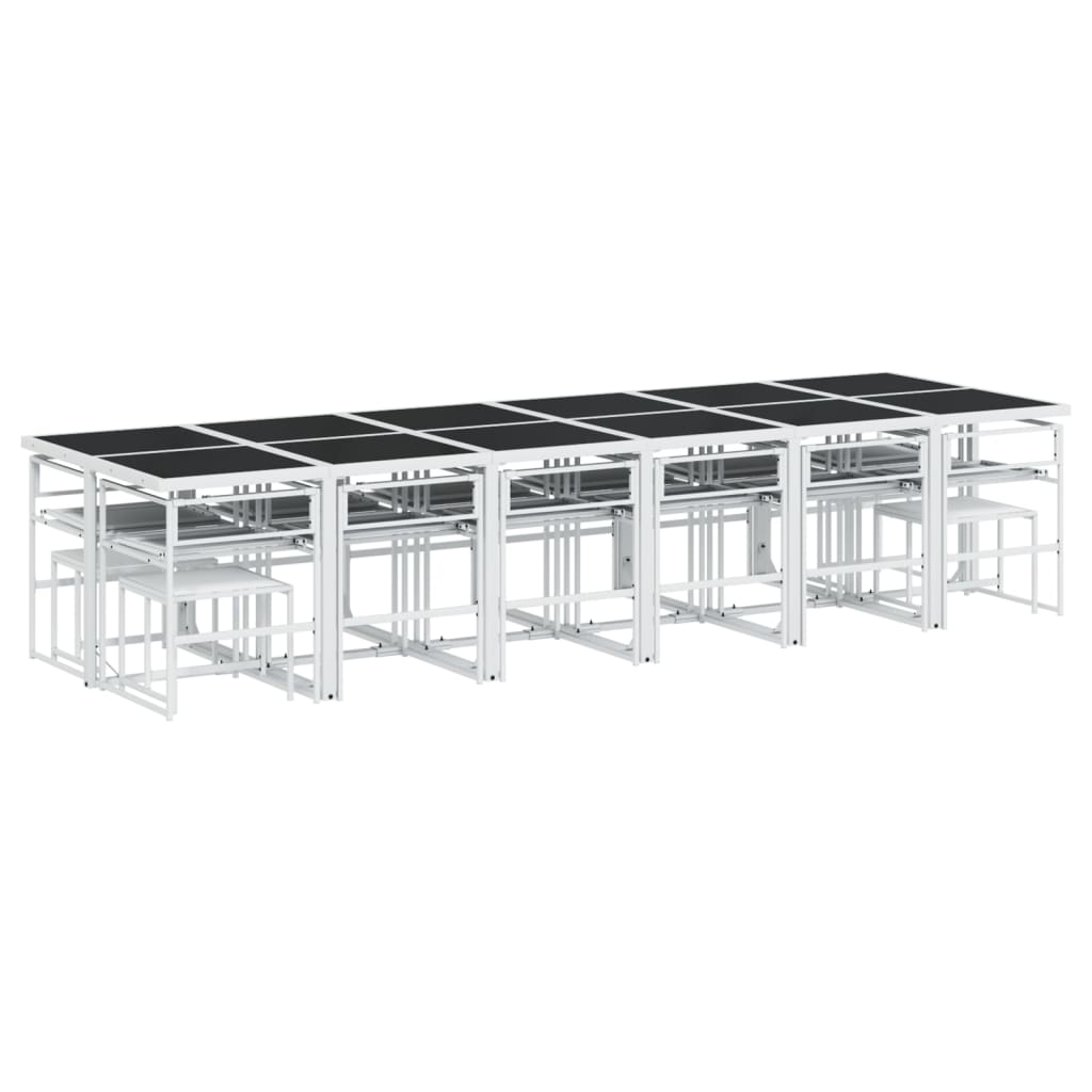 Set da Pranzo da Giardino 17 pz con Cuscini Bianco in Textilene | homemem39