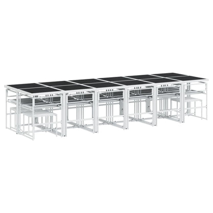 Set da Pranzo da Giardino 17 pz con Cuscini Bianco in Textilene | homemem39