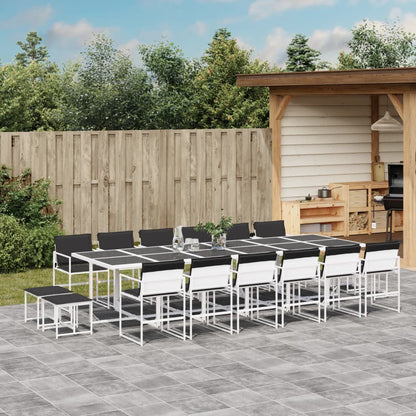 Set da Pranzo da Giardino 17 pz con Cuscini Bianco in Textilene | homemem39