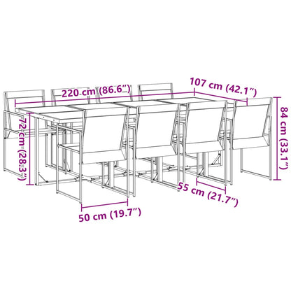 Set da Pranzo da Giardino 9 pz Nero in Textilene | homemem39