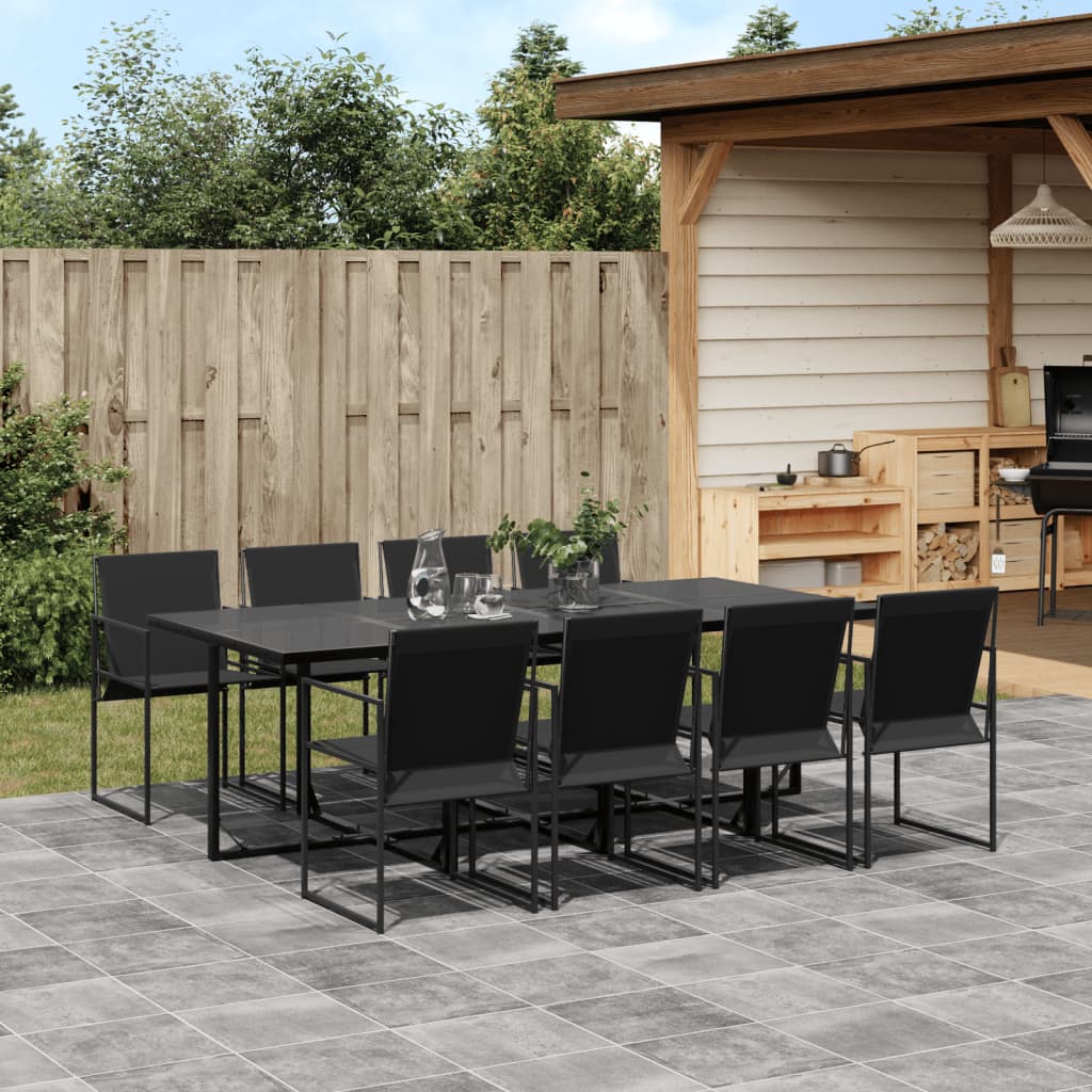 Set da Pranzo da Giardino 9 pz Nero in Textilene | homemem39