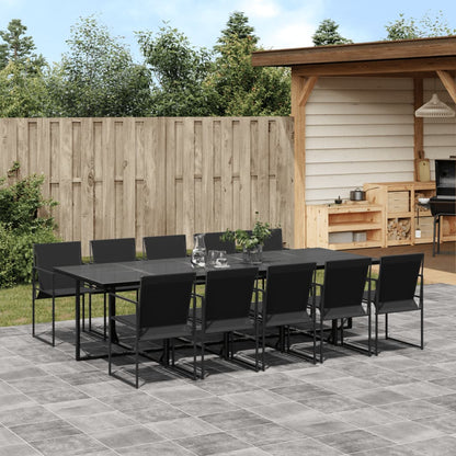 Set da Pranzo da Giardino 11 pz Nero in Textilene | homemem39