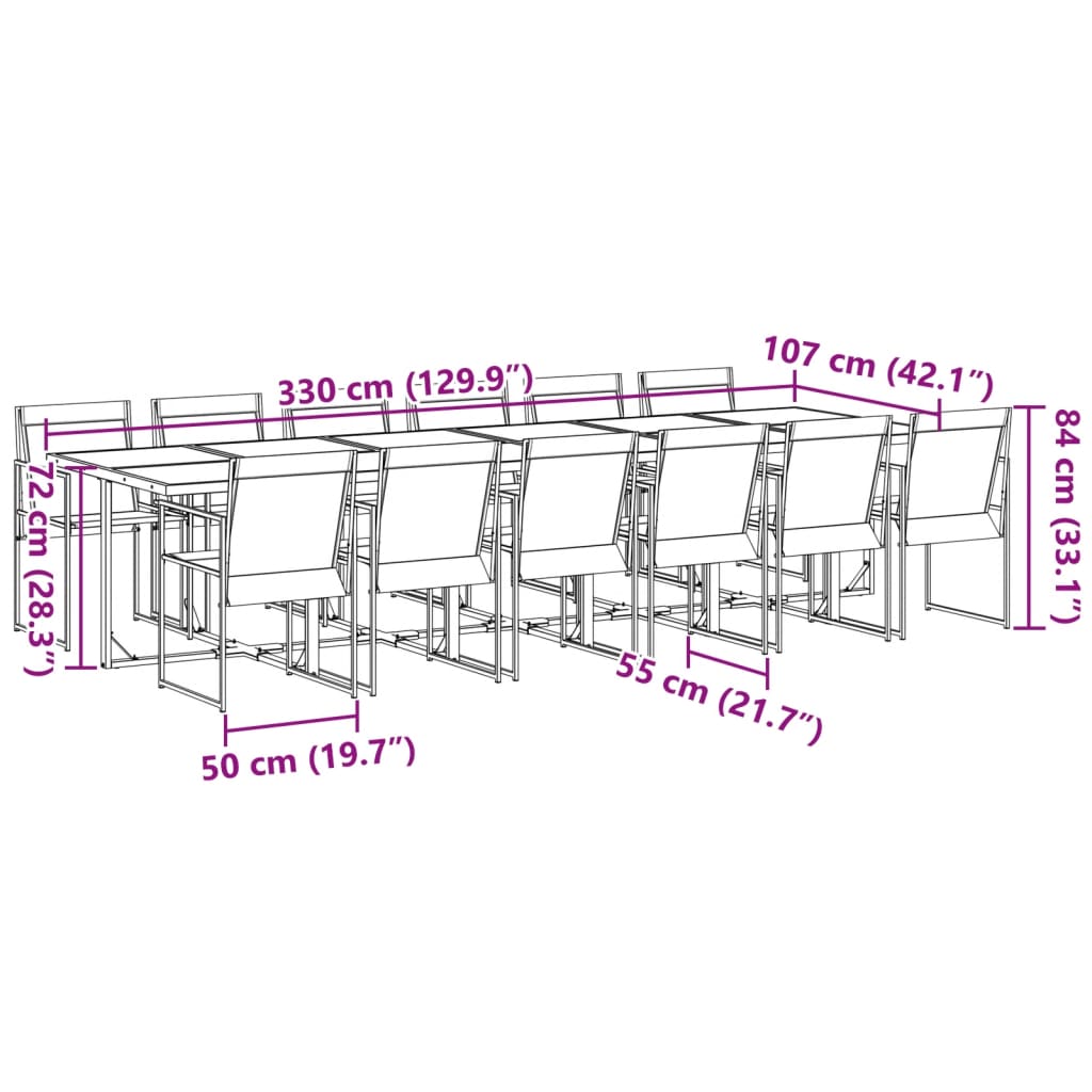 Set da Pranzo da Giardino 13 pz Nero in Textilene | homemem39