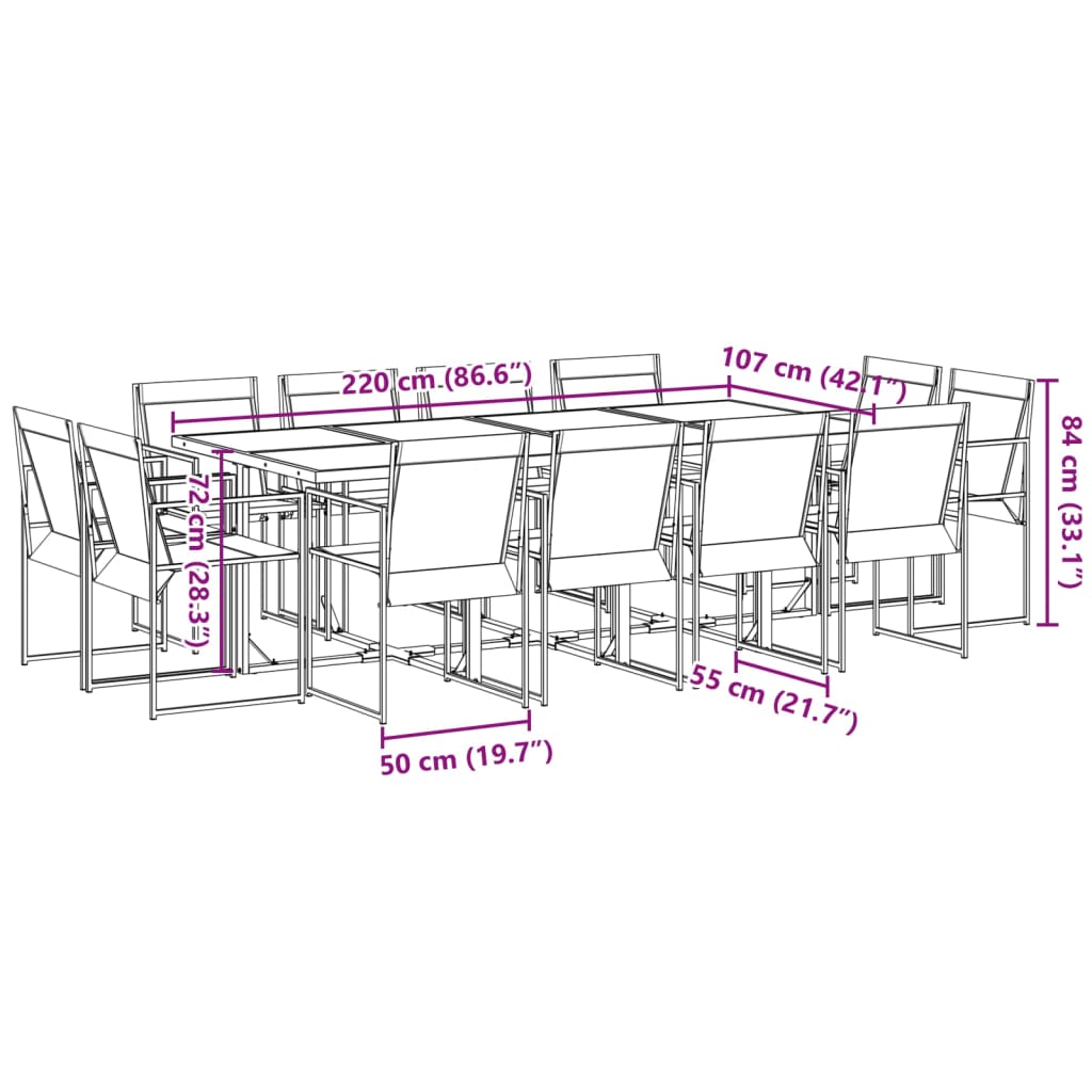 Set da Pranzo da Giardino 13 pz Nero in Textilene | homemem39