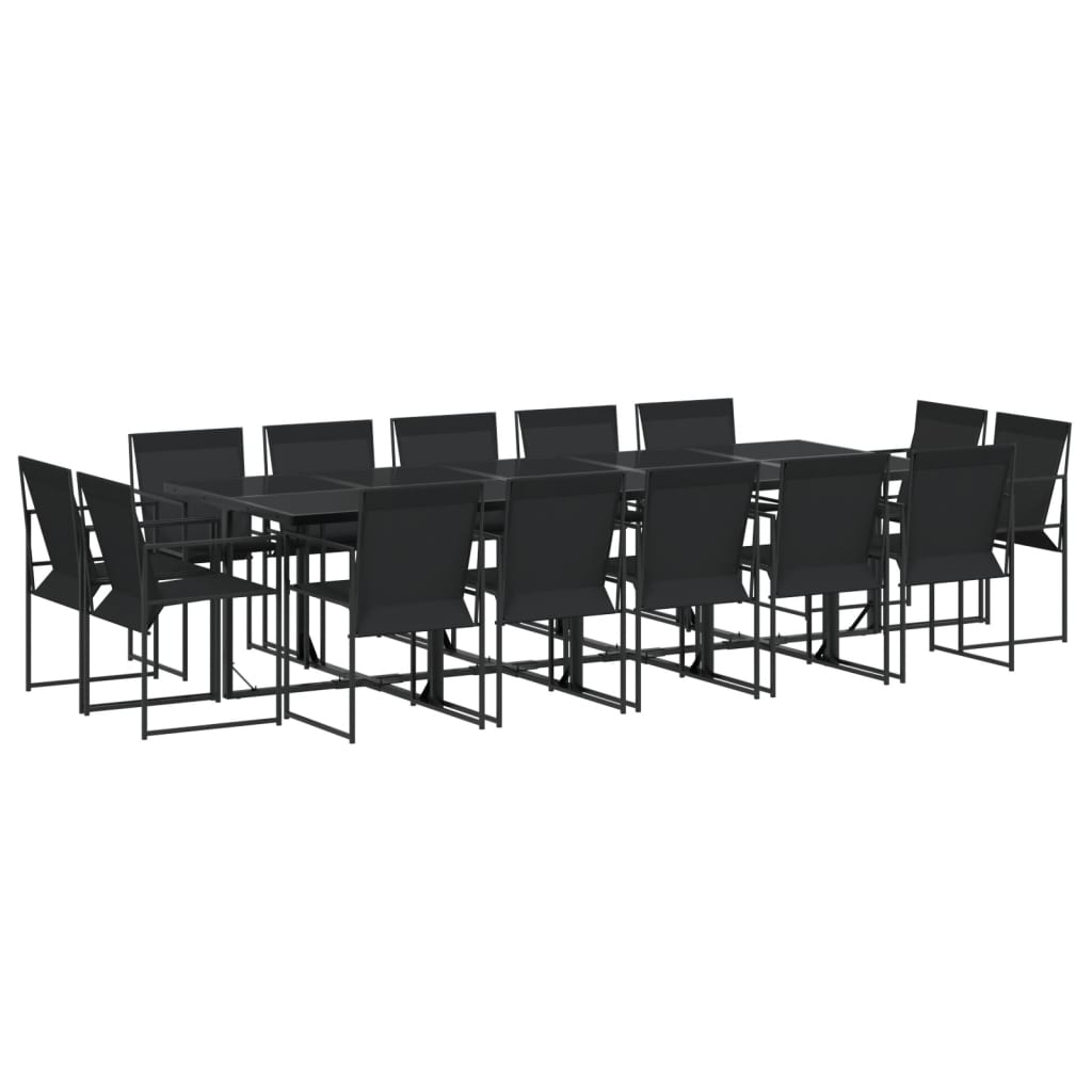Set da Pranzo da Giardino 15 pz Nero in Textilene | homemem39
