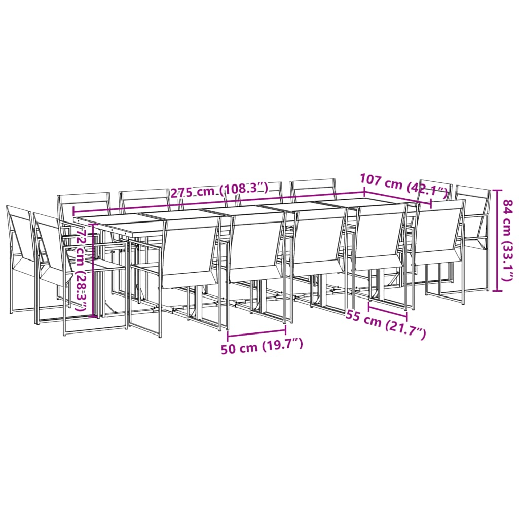Set da Pranzo da Giardino 15 pz Nero in Textilene | homemem39