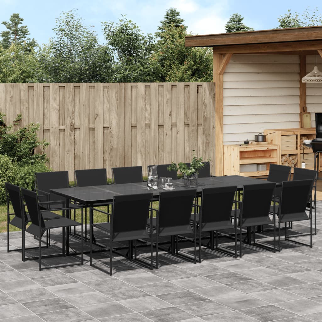 Set da Pranzo da Giardino 15 pz Nero in Textilene | homemem39