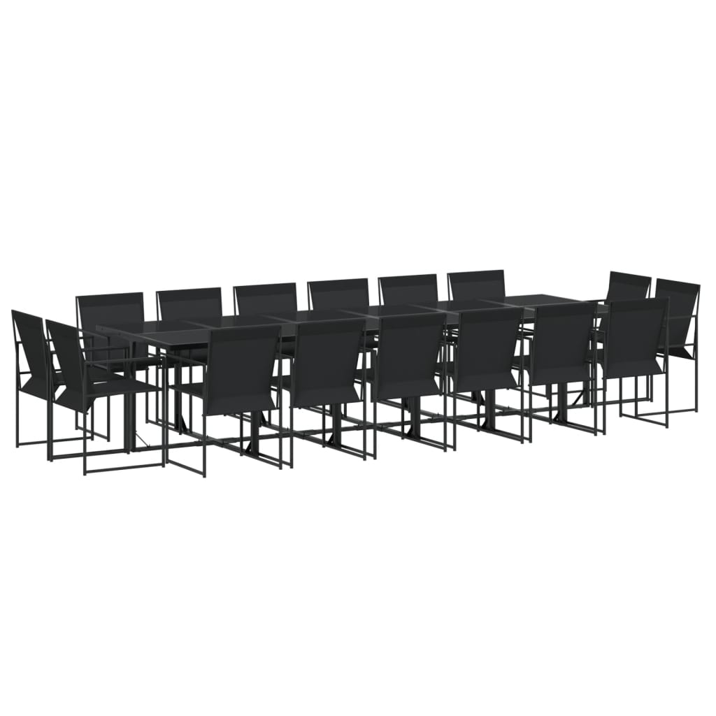 Set da Pranzo da Giardino 17 pz Nero in Textilene | homemem39