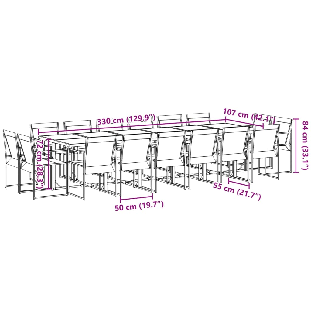 Set da Pranzo da Giardino 17 pz Nero in Textilene | homemem39