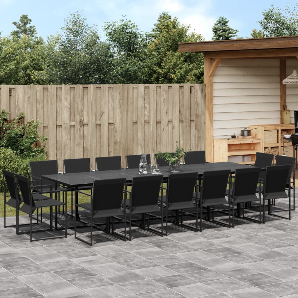 Set da Pranzo da Giardino 17 pz Nero in Textilene | homemem39