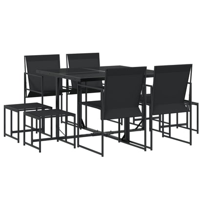 Set da Pranzo da Giardino 9 pz Nero in Textilene
