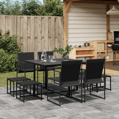 Set da Pranzo da Giardino 9 pz Nero in Textilene