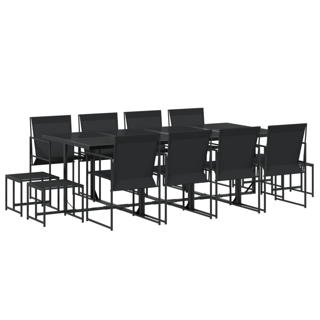 Set da Pranzo da Giardino 13 pz Nero in Textilene | homemem39