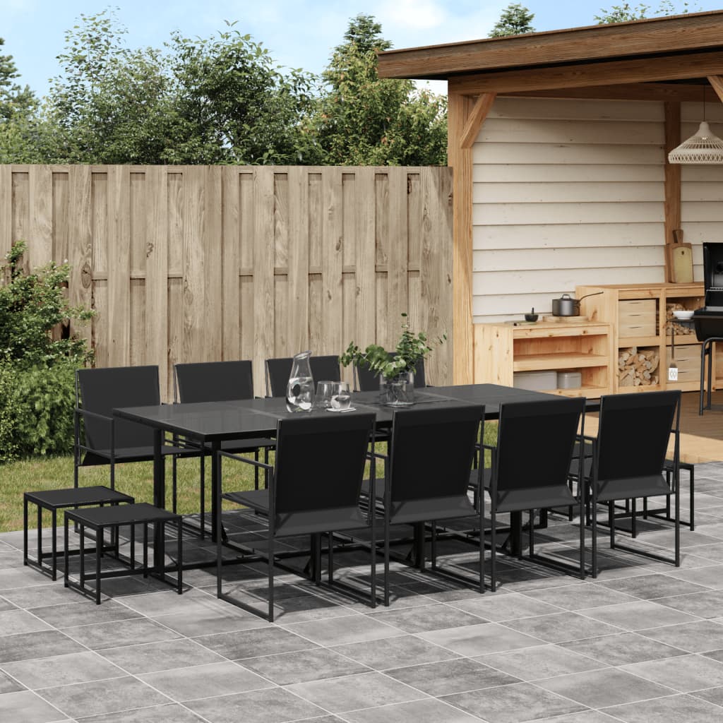 Set da Pranzo da Giardino 13 pz Nero in Textilene | homemem39
