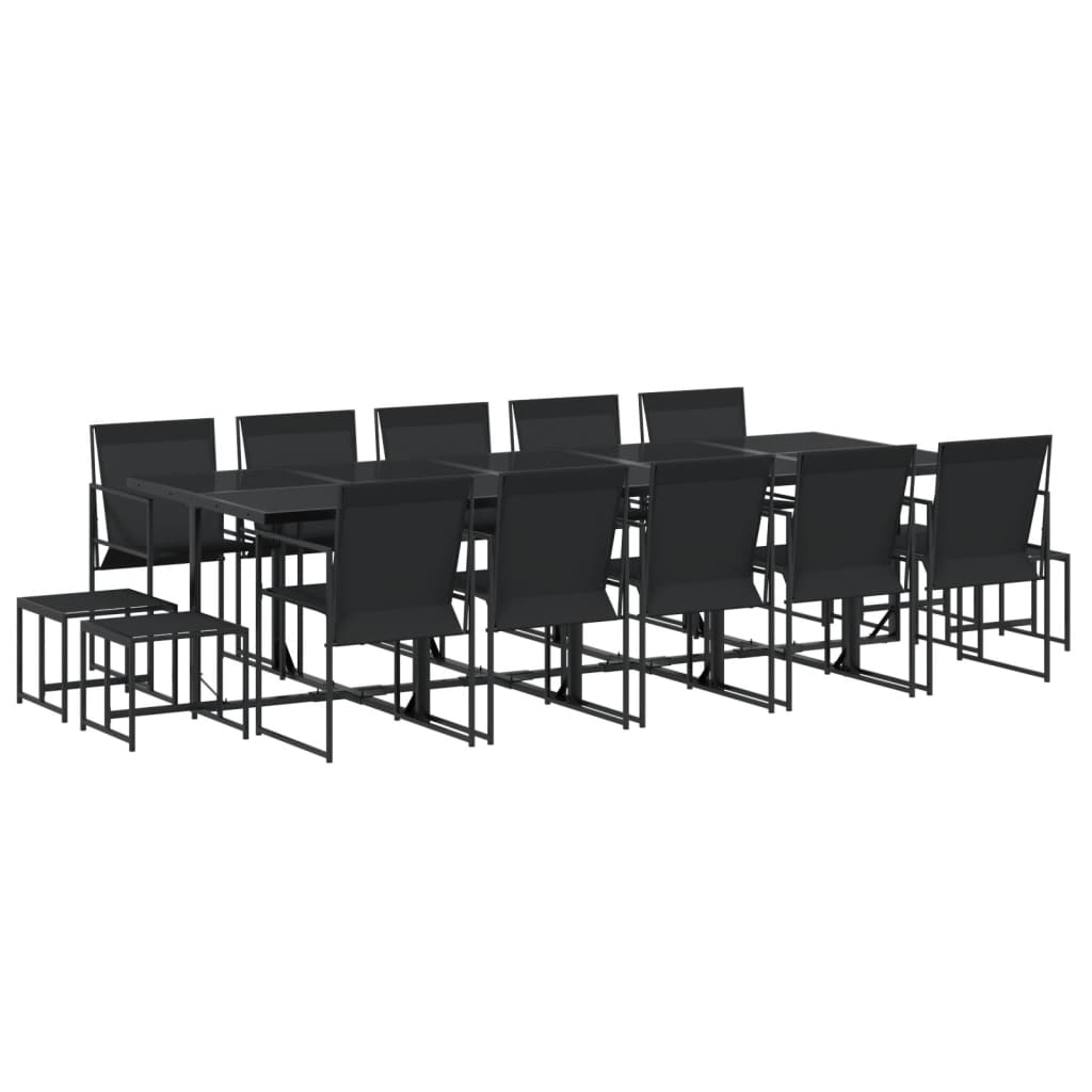 Set da Pranzo da Giardino 15 pz Nero in Textilene | homemem39